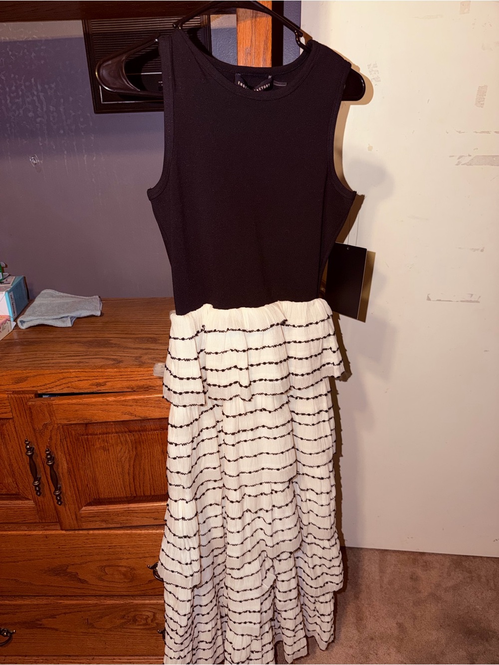 English Factory | Sleeveless black and white maxi dress, size XS NWT